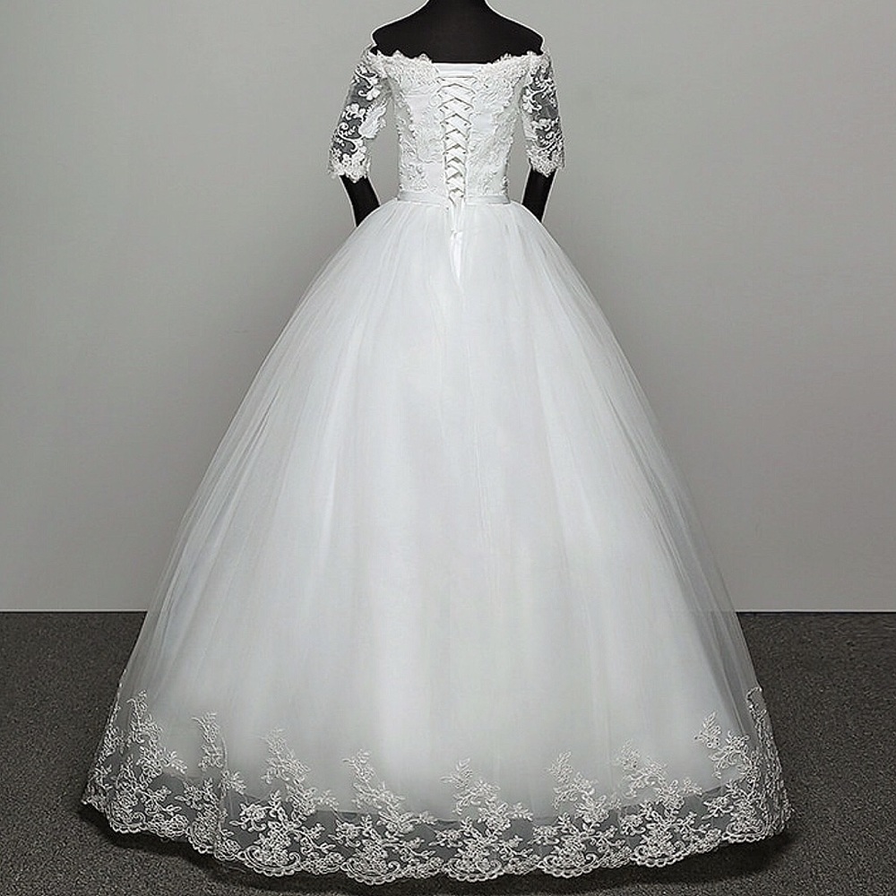 Courthouse Royal Satin Lace Wedding Dress, 4-28W - Picture 3 of 8